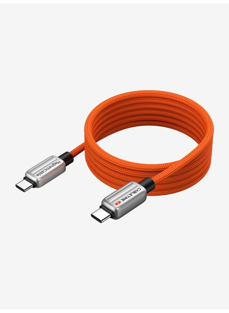 كابل تايم كابل شحن سريع مغناطيسي USB من النوع C بقوة 240 واط من كيبل تايم، بطول 1 متر أو 2 متر، متوافق مع آيفون 15 برو بلس ماكس | برتقالي - Image 1